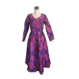 Long Sleeve Jacquard Floral Long Dress